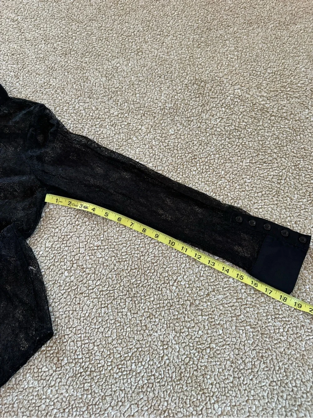 Max & Mia Black Sheer Lace Button Down Blouse Size S